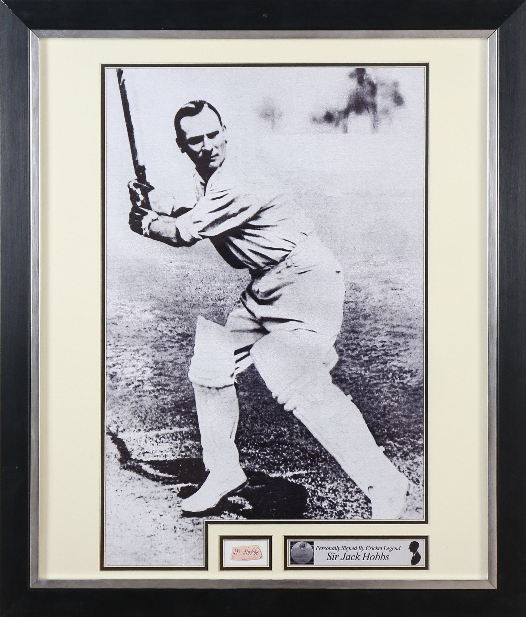 Sir Jack Hobbs Signed White card Framed Display - Memorabilia Framers Shop